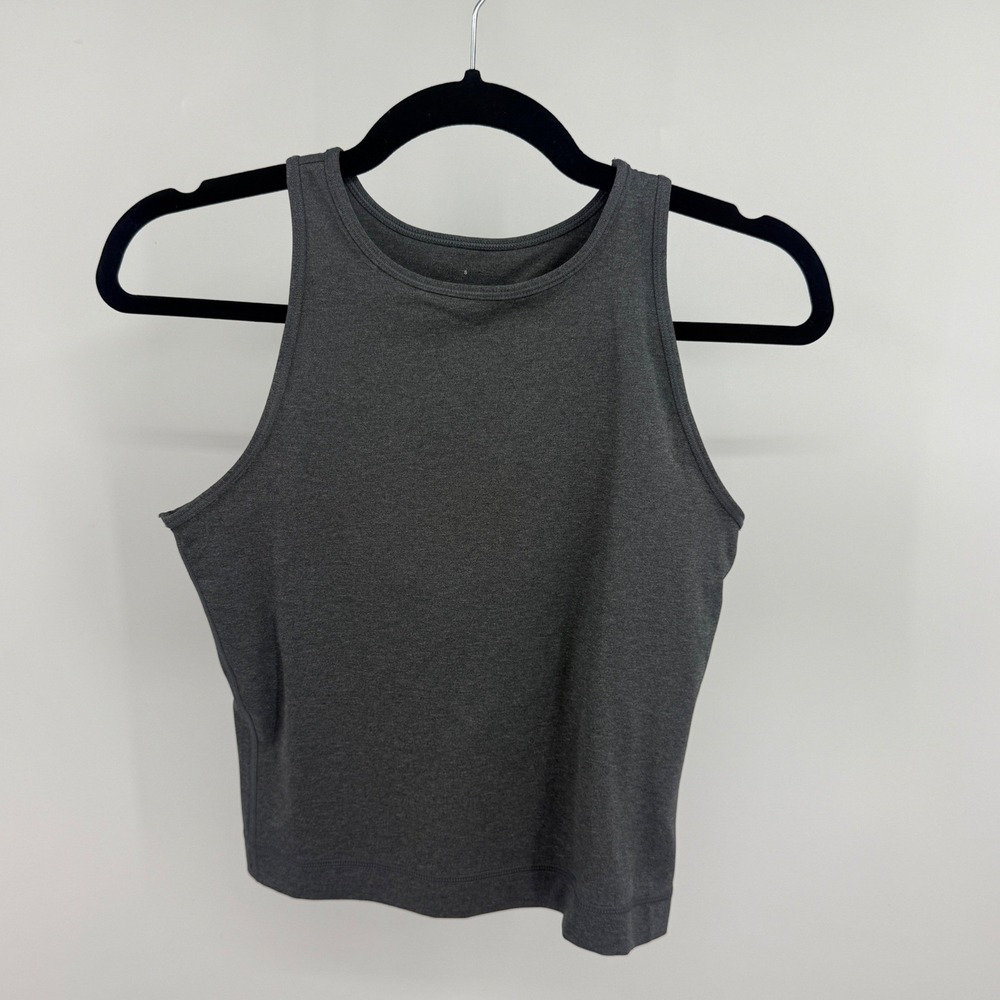 Everlane Perform Tank Top Charcoal Gray Heather High Neck Built In Bra Womens S